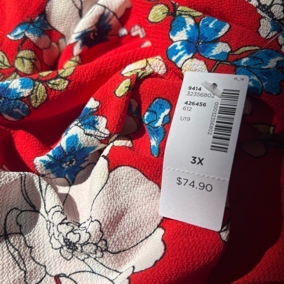 Reitman’s Plus Size 3X Maxi Summer Sun Dress, Red Floral Design, New W Tags - Picture 4 of 4